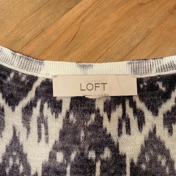 Ann Taylor LOFT Navy & White Diamond Print Lightweight Cardigan Sweater Size L - Picture 6 of 8
